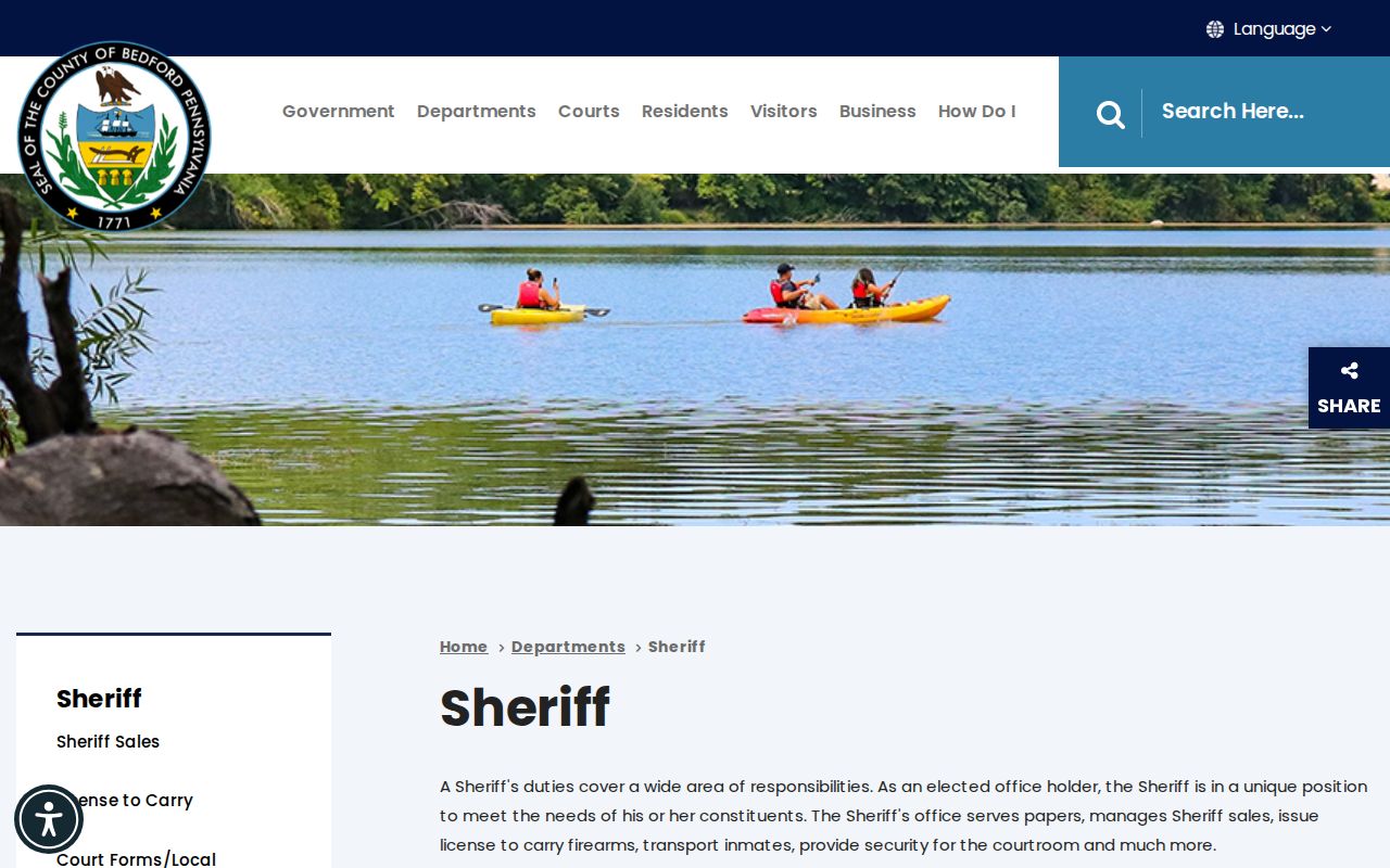 Bedford County Sheriff official duties and contact information