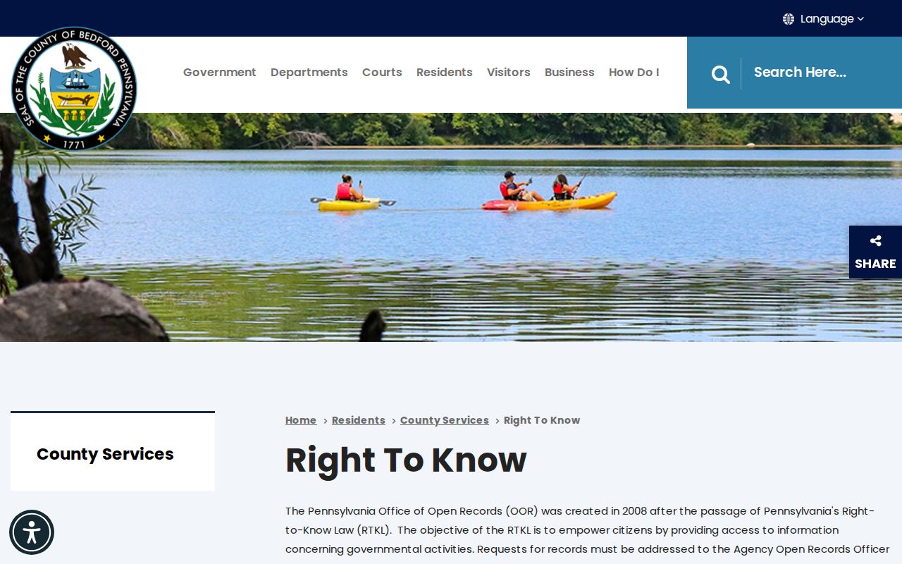 Bedford County Right-to-Know request instructions