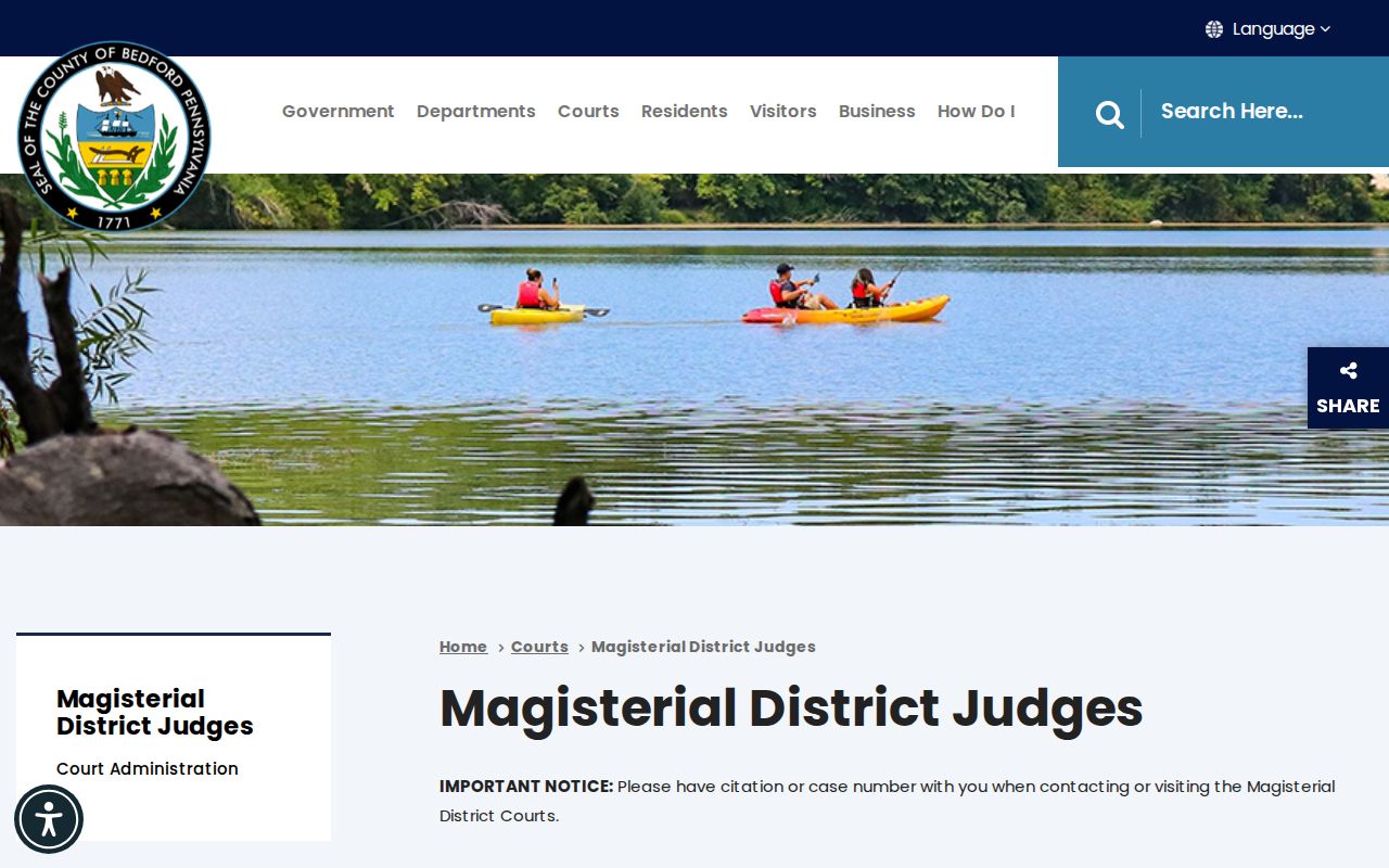 Bedford County magisterial district courts and Central Court information