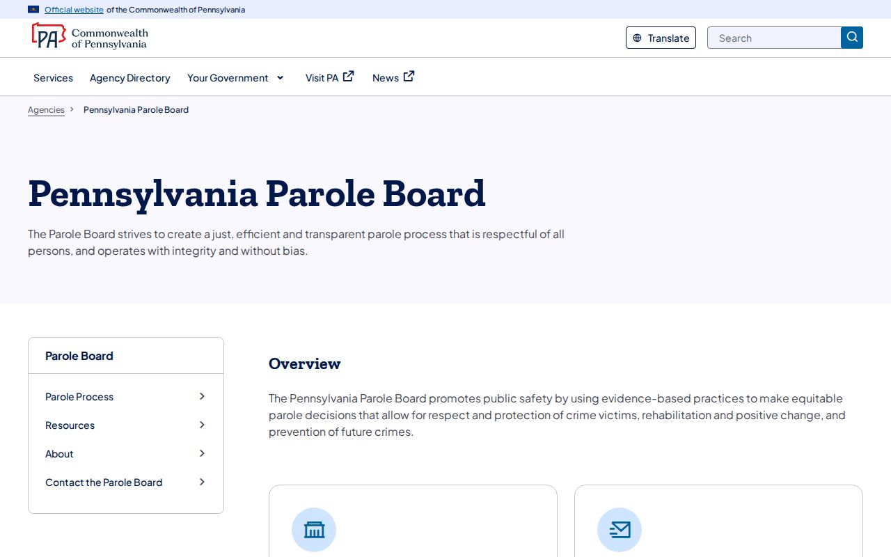 Bedford County criminal history Pennsylvania parole information